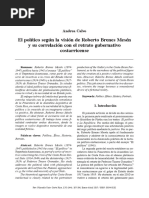 El Político Según La Visión de Roberto Brenes Mesén y Su Correlación Con El Retrato Gubernativo Costarricense