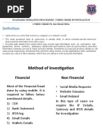 Standard Operating Procedure Cyber Crime Investigation