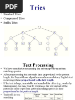 Tries: - Standard Tries - Compressed Tries - Suffix Tries