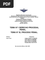 Tema 1 Derecho Procesal Penal Tema 2 El Proceso Penal 4to Año Sección 1