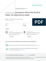 Consumer Perception About Fast Food in India An Ex