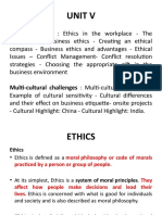 Unit V: Business Ethics: Ethics in The Workplace - The