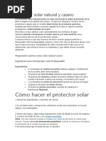 Protector Solar Natural y Casero