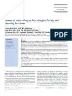 Effects of Prebriefing On Psychological Safety and Learning Outcomes