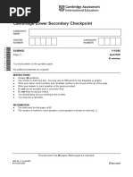 Cambridge Secondary Checkpoint - Science (1113) April 2020 Paper 2 Question