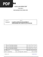 Calificacion de Sold Adores y Ope Rad Ores de Maquina de Soldar