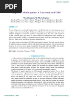 Impact of Mobile Games-A Case Study On PUBG: Mrs.J.Saujanya & Mrs.N.Supriya