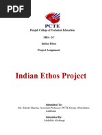 Punjab College of Technical Education Mba-2C Indian Ethos Project Assignment