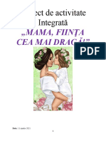 Proiect de Activitate Mama, Fiinţa Cea Mai Dragă