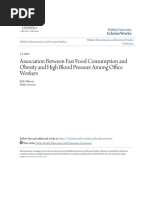 Association Between Fast Food Consumption and Obesity and High Blood Pressure Among Office Workers