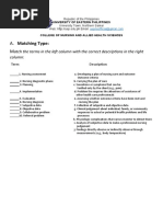 A. Matching Type: M: Atch The Terms in The Left Column With The Correct Descriptions in The Right Column