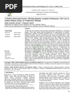 A Model To Determine Factors Affecting Students Academic Performance: The Case of Amhara Region Agency of Competency, Ethiopia