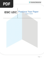 Esic Udc: Previous Year Paper