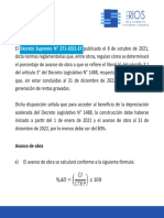 Decreto Supremo #271-2021-EF - Determinación Del Avance de Obra Al 80%