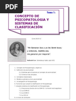 Tema 1 - Concepto de Psicopatología y Conceptos de Clasificación