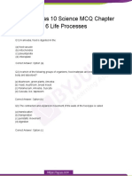 CBSE Class 10 Science MCQ Chapter 6 Life Processes