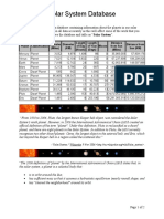 Solar System Database Instructions