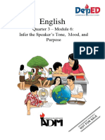 English: Quarter 3 - Module 6: Infer The Speaker's Tone, Mood, and Purpose