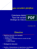 Colectare Date, Tipuri de Variabile, Strategii de Măsurare