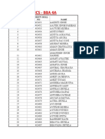 Vsics - Bba 4A: Class Roll No Name University Roll NO