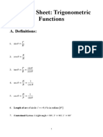 Formula Sheet - Trigonometric Functions Download