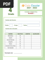 Examen Primer Trimestre Cuarto Grado