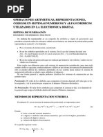 Operaciones Aritmeticas, Representaciones, Codigos en Sistemas Numericos y Alfanumericos