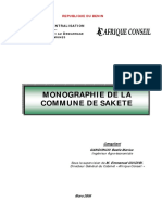 Monographie de La Commune de Sakete: M Ission DE Dec Entr Alisation - P 'A D C