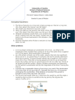 Conceptual Questions:: University of Zambia School of Natural Sciences Department of Physics