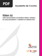 Ayudante de Cocina Tema 02 Aprovisionamiento de Materias Primas. Sistemas de Almacenamiento y Criterios de Ordenación.