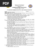 Second Quarter Test in Food and Beverage Services