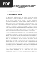 Analisis de La Calidad de La E.S.E Hospital Local de Maria La Baja, Bolivar Desde El Comportamiento Del Area de Administracion.