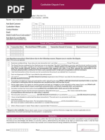 Cardholder Dispute Form: Details of Disputed Transaction/s