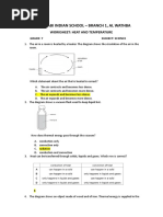 Revision Worksheet Chapter Heat ANSWER KEY