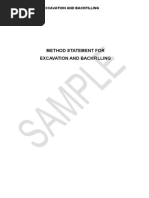 Method Statement For Excavation & Backfilling (SAMPLE)