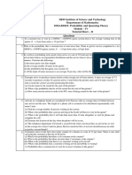 SRM Institute of Science and Technology Department of Mathematics 18MAB204T-Probability and Queueing Theory Module - IV Tutorial Sheet - I1 Questions