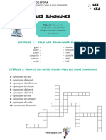 Fiche Synonymes CE1-CE2