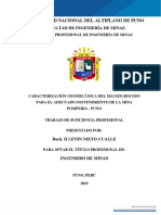 2019 - UNAP - Nieto Ccalle II Lenin - Caracterizacion Geomecanica Del Macizo Rocoso para El Adecuado Sostenimiento