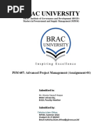 Brac University: PSM 607: Advanced Project Management (Assaignment-01)