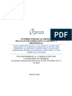 01.1 Lineamientos para La Matriculación Del Periodo Académico Ordinario Ci 2022-2023