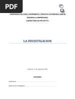 LA INVESTIGACION, Trabajo Laboratorio Proyecto I