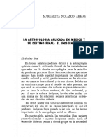 Nolasco Armas M. 1970. La Antropología Aplicada en México y Su Destino Final. El Indigenismo