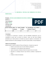 Guia Orientador Da Disciplina: Técnicas de Expressão em Língua Portuguesa