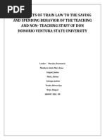 The Effects of Train Law To The Saving and Spending Behavior of The Teaching and Non