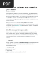 Ejemplo de Guion de Una Entrevista para Niños