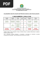 Calendario e Escala de Aplicação de Provas - 2° Bimestre 2022