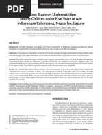 A Case Study On Undernutrition Among Children Under Five Years of Age in Barangay Calumpang, Nagcarlan, Laguna