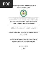 Calidad de Atención y Satisfacción Del Usuario de Consulta Externa Del Hospital Nacional Daniel Alcides Carrión, Callao 2020