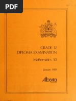 Grade 12 Diploma Examination Mathematics 30 - January1989