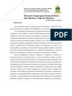 Formatos y Libreta de Campo para Toma de Datos. Población, Muestra, Tipo de Muestreo